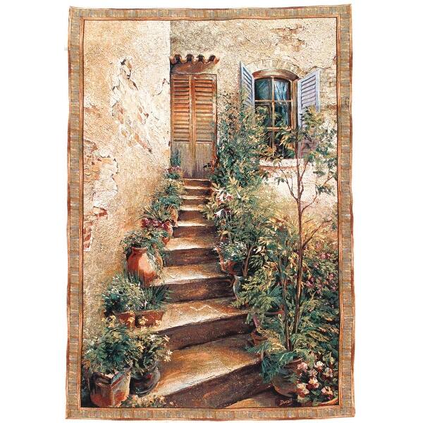 French Floral Wall Hanging Tapestry 4'5" X 6'5" Ivory 4'5'' x 6'5